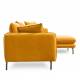 Canapé d'Angle Modène Moutarde 3-4 Places Athezza Sofa avec Coussins Banquette en Bois Métal et Tissu 85x160x251cm