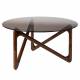 Table Basse Naia Dutchbone Guéridon Chêne Couleur Noyer et Verre Console d'Appoint Rétro 40x80x80cm