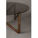 Table Basse Naia Dutchbone Guéridon Chêne Couleur Noyer et Verre Console d'Appoint Rétro 40x80x80cm