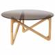 Table Basse Naia Dutchbone Guéridon Chêne Couleur Naturelle et Verre Console d'Appoint Rétro 40x80x80cm