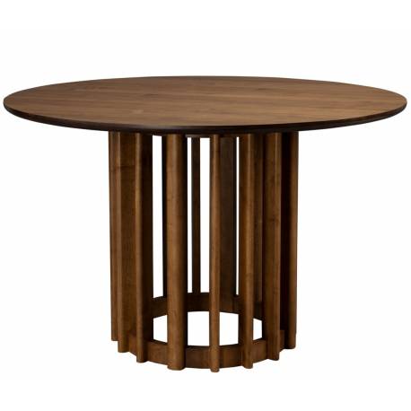 Table de Repas Barlet Ø120 Dutchbone Table de Salle à Manger Ronde en Bois Placage Noyer 75x120x120cm