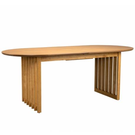Table de Repas Barlet Ovale Dutchbone Table de Salle à Manger Extensible en Bois Placage Chêne Clair 75x90x200-240cm