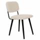 Chaise Jake Blanc Bouclé Signée Woody Siège de Table Vintage en Tissu Bouclé 46x56x80cm