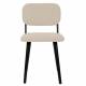 Chaise Jake Blanc Bouclé Signée Woody Siège de Table Vintage en Tissu Bouclé 46x56x80cm