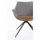 Lot de 2 Fauteuils Pivotants Doulton Vintage Marron Zuiver Sièges Assises de Table en Tissu Polyuréthane et Métal 61x67x80cm