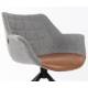 Lot de 2 Fauteuils Pivotants Doulton Vintage Marron Zuiver Sièges Assises de Table en Tissu Polyuréthane et Métal 61x67x80cm