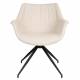 Lot de 2 Fauteuils Pivotants Doulton Vintage Beige Naturel Zuiver Sièges Assises de Table en Tissu Bouclé et Métal 61x67x80cm