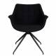 Lot de 2 Fauteuils Pivotants Doulton Vintage Noir Zuiver Sièges Assises de Table en Tissu Bouclé et Métal 61x67x80cm