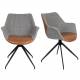 Lot de 2 Fauteuils Pivotants Doulton Vintage Marron Zuiver Sièges Assises de Table en Tissu Polyuréthane et Métal 61x67x80cm
