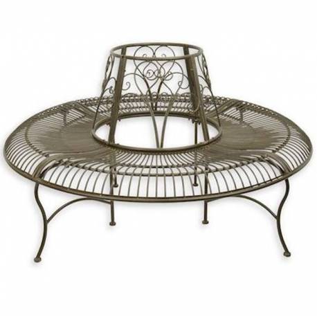 Agréable Banc Circulaire Tour d'Arbre Banquette de Parc en Acier Marron 78x150x150cm