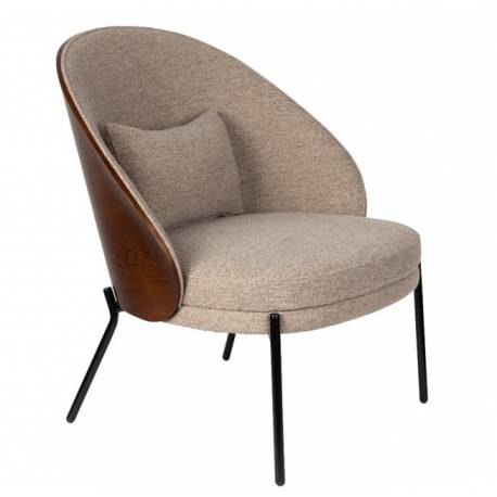 Fauteuil Rodin Dutchbone Assises de Salon Bois et Tissu Siège Ambiance Seventies 72x77,5x82cm