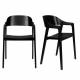 Lot de 2 Assises Westlake Dutchbone Chaises de Salle à Manger Fauteuils en Bois de Hêtre Finition Noire 52x58x76cm