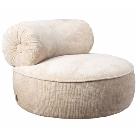 Fauteuil Tilbury Dutchbone Chauffeuse Tissu Beige Assise de Salon Ronde 73x100x100cm