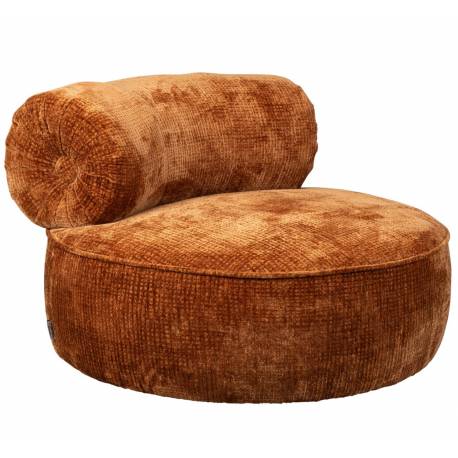 Chauffeuse Tilbury Dutchbone Assise Tissu Orange Brûlé Fauteuil de Salon Rond 73x100x100cm