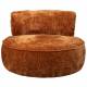 Chauffeuse Tilbury Dutchbone Assise Tissu Orange Brûlé Fauteuil de Salon Rond 73x100x100cm