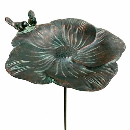 Bain Oiseau à Piquer Mangeoire sur Pied Métal Vert Abreuvoir à Piquer 24x24x108cm