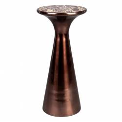 Bout de Canapé Mount S Dutchbone Guéridon en Aluminium Recyclé et Marbre Sellette Cuivrée 25x25x55cm