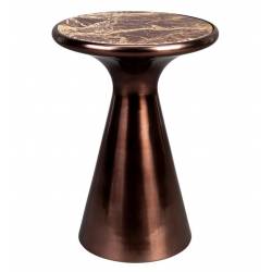Bout de Canapé Mount M Dutchbone Guéridon en Aluminium Recyclé et Marbre Sellette Cuivrée 32,5x32,5x45cm
