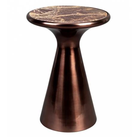 Bout de Canapé Mount M Dutchbone Guéridon en Aluminium Recyclé et Marbre Sellette Cuivrée 32,5x32,5x45cm