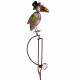 Mobile de Jardin à Balancier à Planter ou Tuteur pour Plantes Motifs Corbeau en Fer et Verre Patiné Coloré 10x25x153cm