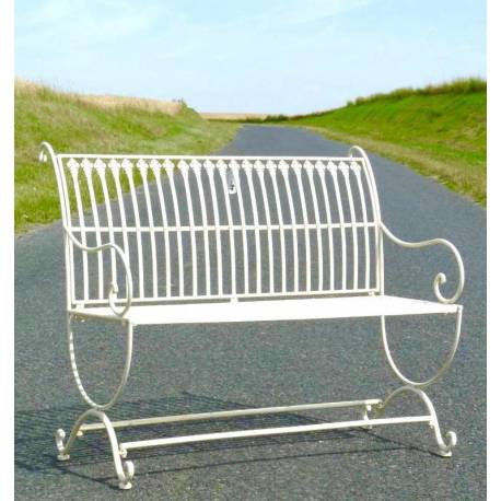 Banc de Jardin Anton Banquette en Fer Blanc 2 Places Personnes Fauteuil de Jardin Mobilier de Qualité 55x84x103cm