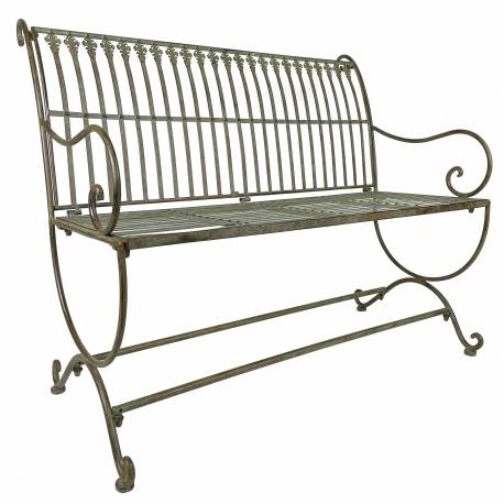 Banc de Jardin Anton Banquette en Fer Vert Antique 2 Places Personnes Fauteuil de Jardin Mobilier de Qualité 55x84x103cm