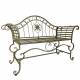 Banc Style Dagobert Banquette Fauteuil Mobilier de Jardin Assise Exterieur 3 Places en Fer Vert Antique 57x93x144cm