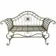 Banc Style Dagobert Banquette Fauteuil Mobilier de Jardin Assise Exterieur 3 Places en Fer Vert Antique 57x93x144cm