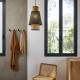 Suspension Singapour S Market Set Luminaire Moderne en Cannage Naturel et Lin Lavé Couleur Kaki et Curry 30x30x199,5cm