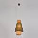 Suspension Singapour S Market Set Luminaire Moderne en Cannage Naturel et Lin Lavé Couleur Kaki et Curry 30x30x199,5cm