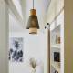 Suspension Singapour XS Market Set Luminaire Moderne en Cannage Naturel et Lin Lavé Couleur Kaki et Curry 22x22x186cm