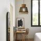 Suspension Singapour M Market Set Luminaire Moderne en Cannage Naturel et Lin Lavé Couleur Kaki et Curry 40x40x187,5cm