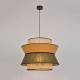 Suspension Singapour XL Market Set Luminaire Moderne en Cannage Naturel et Lin Lavé Couleur Kaki et Curry 58x58x180cm