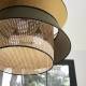 Suspension Singapour XXL Market Set Luminaire Moderne Cannage Naturel et Lin Lavé Couleur Kaki et Curry 78x78x330cm