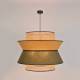 Suspension Singapour XXL Market Set Luminaire Moderne Cannage Naturel et Lin Lavé Couleur Kaki et Curry 78x78x330cm