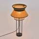 Lampe Singapour Market Set Luminaire Moderne en Métal Noir Cannage Naturel et Lin Lavé Couleur Kaki et Curry 30x30x56cm