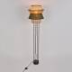 Lampadaire Singapour Market Set Luminaire Moderne Métal Noir Cannage Naturel et Lin Lavé Couleur Kaki et Curry 40x40x157cm
