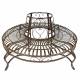 Agréable Banc Circulaire Tour d'Arbre Banquette de Parc en Acier Marron 77x160x160cm