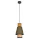 Suspension Singapour XS Market Set Luminaire Moderne en Cannage Naturel et Lin Lavé Couleur Kaki et Curry 22x22x186cm