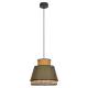 Suspension Singapour XM Market Set Luminaire Moderne en Cannage Naturel et Lin Lavé Couleur Kaki et Curry 30x30x173cm