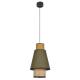 Suspension Singapour S Market Set Luminaire Moderne en Cannage Naturel et Lin Lavé Couleur Kaki et Curry 30x30x199,5cm