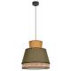 Suspension Singapour M Market Set Luminaire Moderne en Cannage Naturel et Lin Lavé Couleur Kaki et Curry 40x40x187,5cm