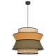 Suspension Singapour XL Market Set Luminaire Moderne en Cannage Naturel et Lin Lavé Couleur Kaki et Curry 58x58x180cm