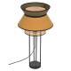 Lampe Singapour Market Set Luminaire Moderne en Métal Noir Cannage Naturel et Lin Lavé Couleur Kaki et Curry 30x30x56cm