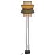Lampadaire Singapour Market Set Luminaire Moderne Métal Noir Cannage Naturel et Lin Lavé Couleur Kaki et Curry 40x40x157cm