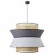 Suspension Singapour XXL Market Set Luminaire Moderne Cannage Naturel et Lin Lavé Couleur Gris Clair et Anthracite 78x78x330cm