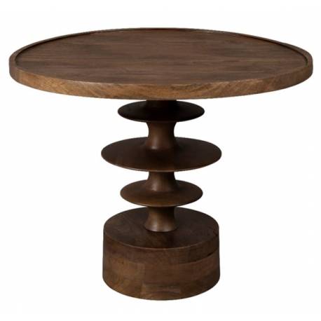 Table Basse Cath Dutchbone Guéridon en Bois de Manguier Sellette Ronde en Bois Couleur Noyer 50x66x66cm