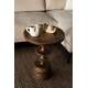 Guéridon Cath Dutchbone Sellette en Bois de Manguier Table d’Appoint Ronde en Bois Couleur Noyer 46x46x58cm