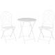 Salon de jardin Alice Fer Forgé Patiné Blanc Salon de Thé Pliable Bistrot 1 Table 2 Chaises