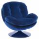 Fauteuil Memento Tissu Uni Bleu Marque Athezza Loveuse Pivotante Pied Acier Bleu 81x83x86cm